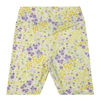 White Floral Bike Shorts