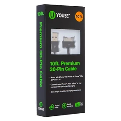 10ft Premium 30-Pin Cable For Use With iPhone® & iPad®