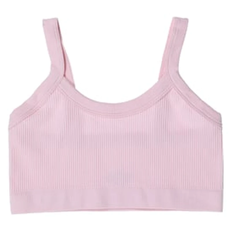 Pink Ribbed Scoop-Neck Bralette