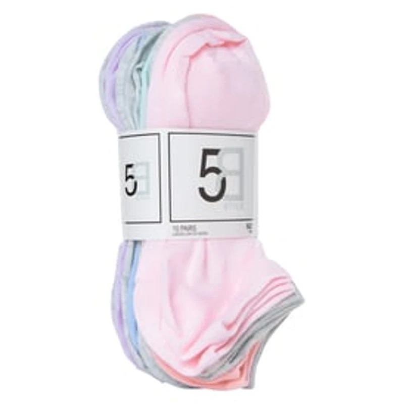 Ladies Pastel Low-Cut Socks 10-Pack