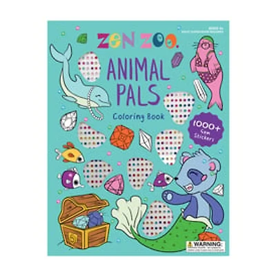 Zen Zoo Animal Pals Coloring Book With 1000+ Gem Stickers