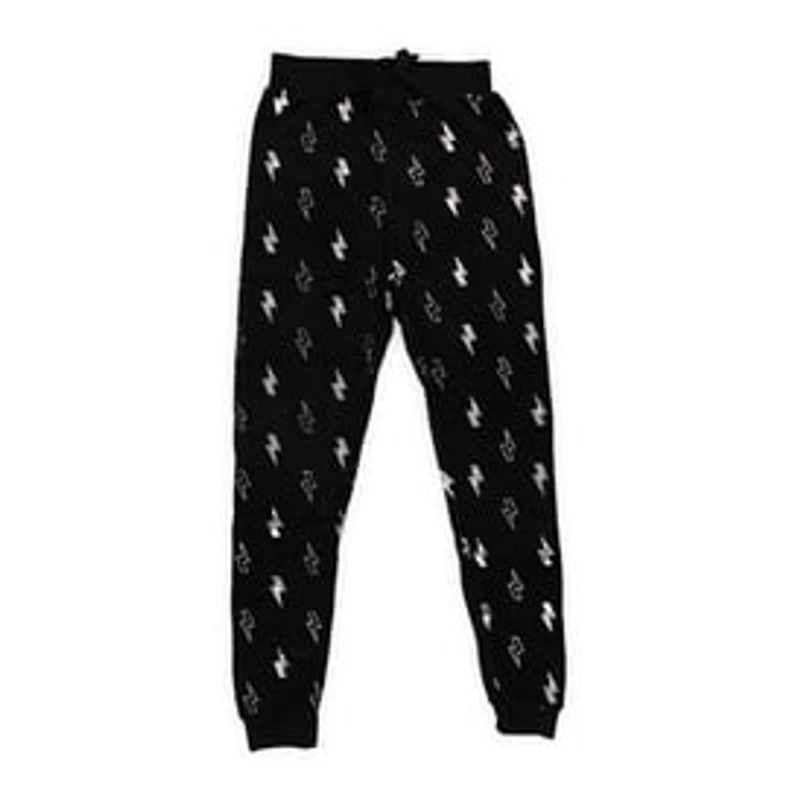 Juniors Plush Joggers - Black w/ Metallic Foil Lightning