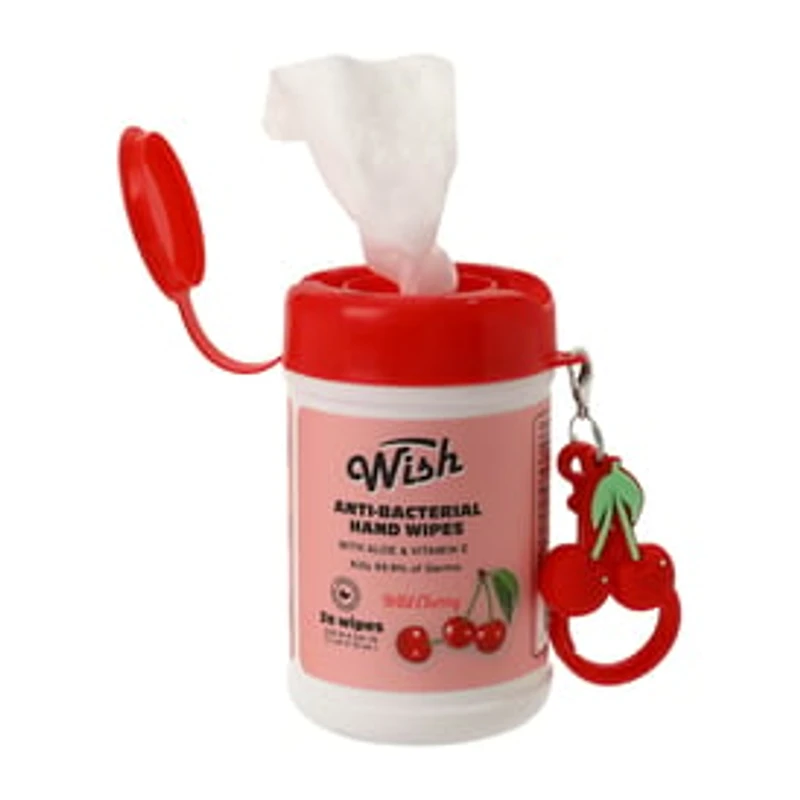 Wish Wild Cherry Anti-Bacterial Hand Wipes 20-Pack