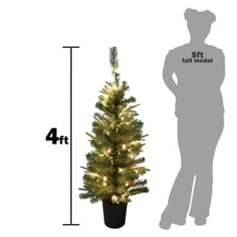 Potted Christmas Tree With Lights