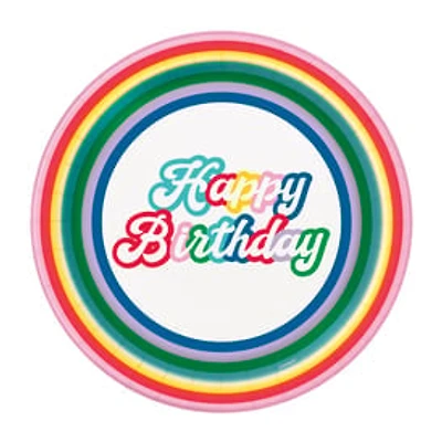 9in 'Happy Birthday' Rainbow Pop Paper Dinner Plates 8-Count