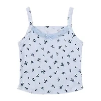Juniors Floral Rib Tank Top