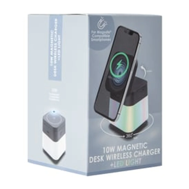 Magnetic Desk Wireless Charger + LED Light 10W