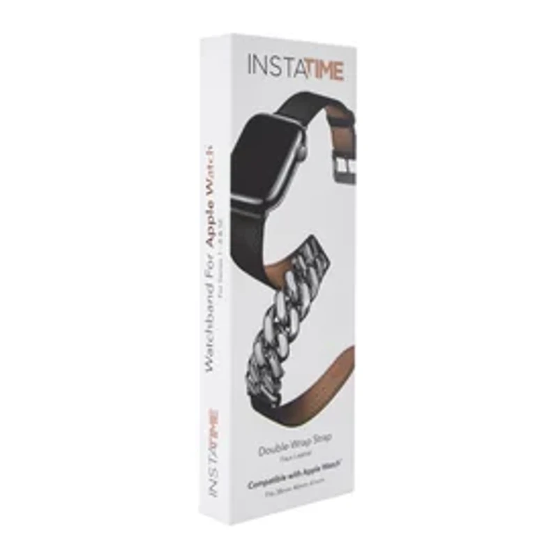 Faux Leather & Chain Double Wrap Strap For Apple Watch®