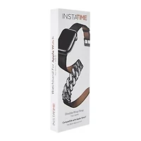 Faux Leather & Chain Double Wrap Strap For Apple Watch®