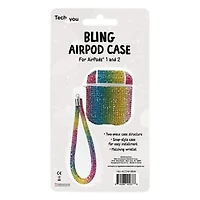 Bling Case With Wristlet For Airpods® 1 & 2 - Rainbow