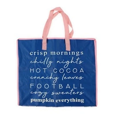 Jumbo Shopping Tote Bag w/ Zipper 22in x 18.5in - Fall Essentials
