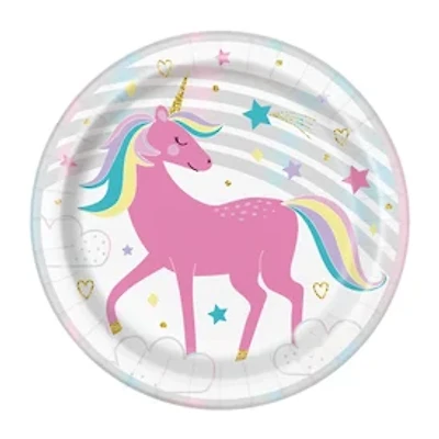 7in Magical Unicorn Paper Dessert Plates 8-Count