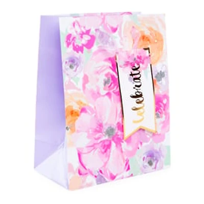 Medium Celebrate Birthday Floral Gift Bag 9in
