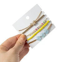 Beaded Bracelets 5-Count - Blue Flower