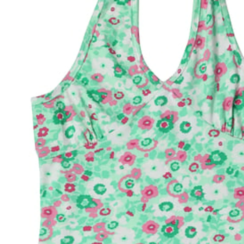 Green Floral Halter Dress