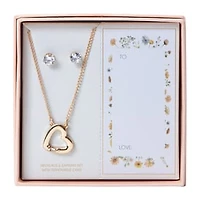 Heart Necklace & Earring Set With Removable Card