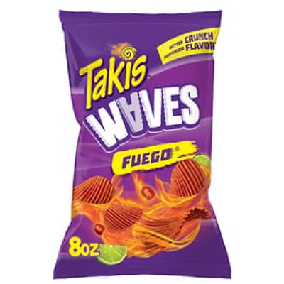 Takis Waves Fuego, Hot Chili Pepper And Lime Artificially Flavored Potato Chips, 8oz Bag