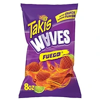 Takis Waves Fuego, Hot Chili Pepper And Lime Artificially Flavored Potato Chips, 8oz Bag