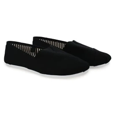 Ladies Canvas Slip-On Shoes - Black