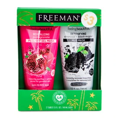 Freeman® For Everyone Face Mask Duo Set - Revitalizing Pomegranate/Detoxifying Charcoal