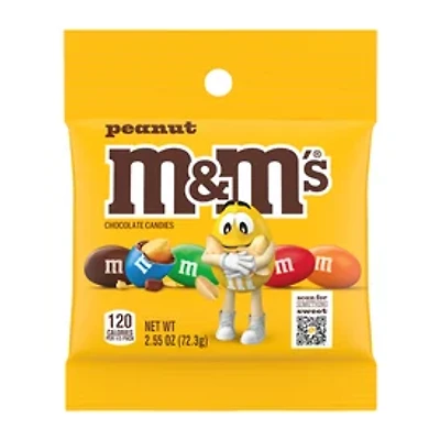 M&M'S Peanut Milk Chocolate Candy, 2.55 oz Bag