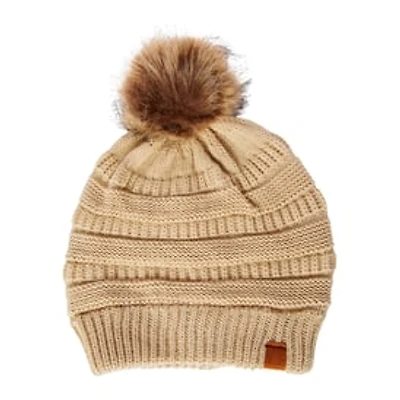 Faux Fur Pom Sweater Knit Beanie