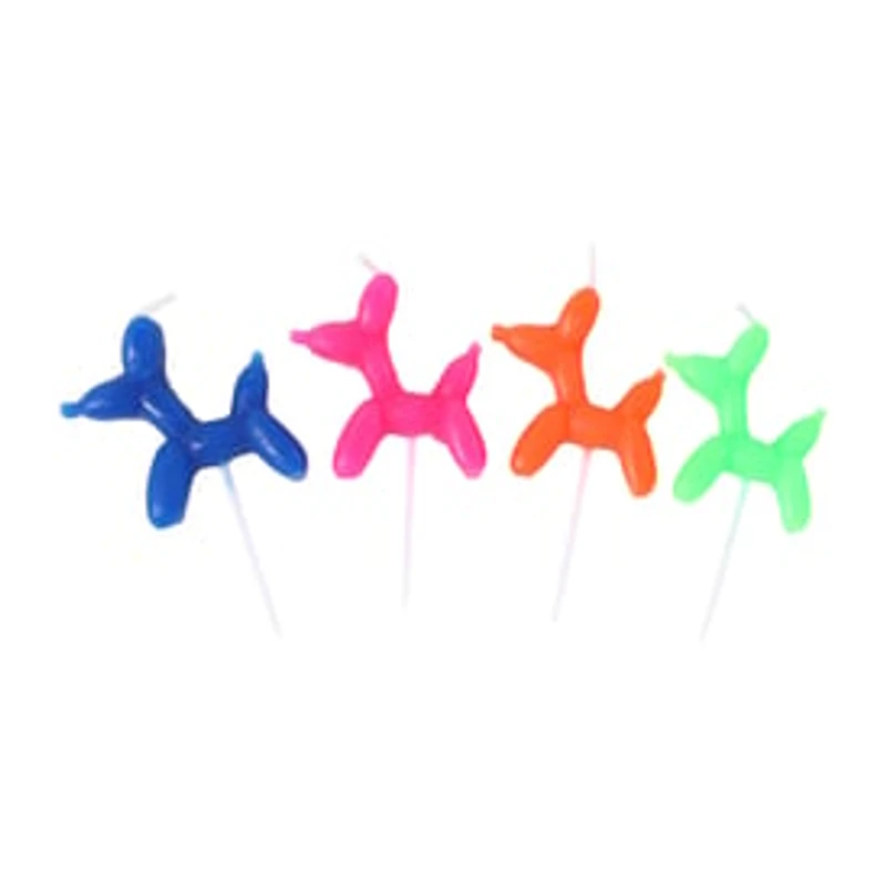 Birthday Pick Candles Balloon Dogs 4-Pack
