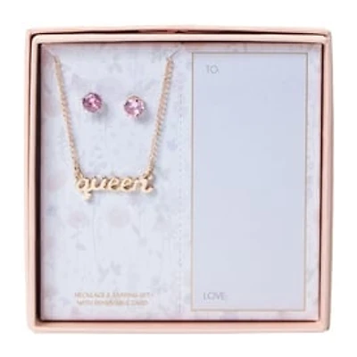 Queen Necklace & Earring Set With Removable Card