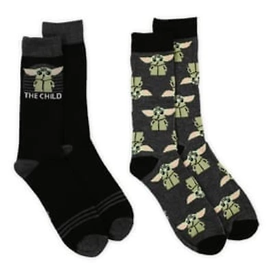 Young Men's Star Wars The Mandalorian Black Crew Socks, 2 Pairs