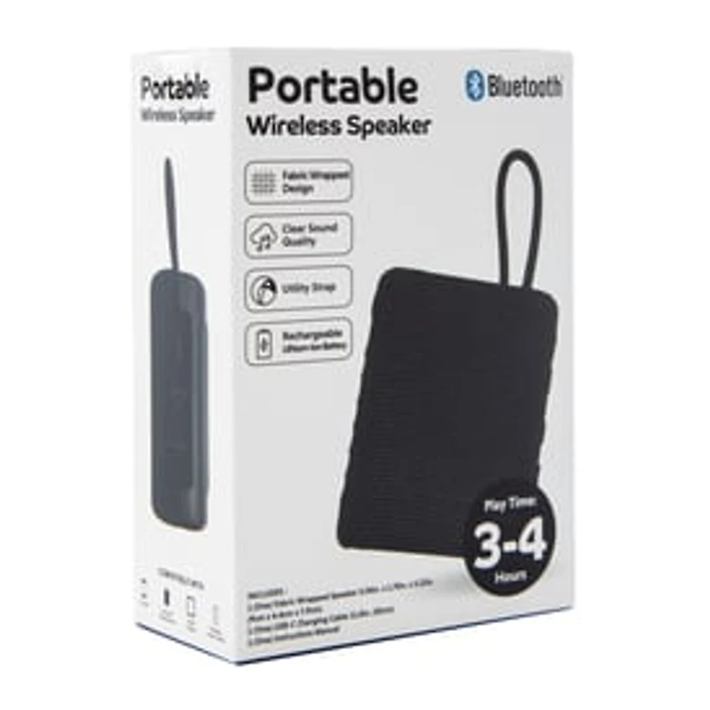 Fabric Wrapped Portable Wireless Speaker 3.54in x 3.11in