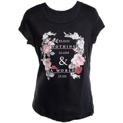 Juniors Floral Nothing To Lose Graphic T-Shirt