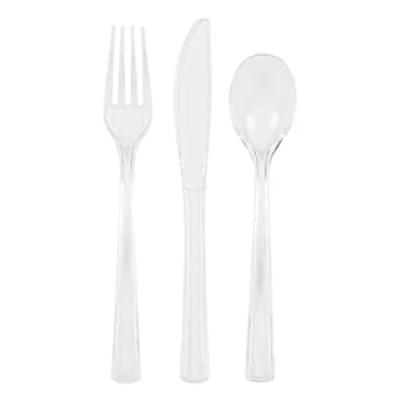 Clear Plastic Cutlery 18-Count Set