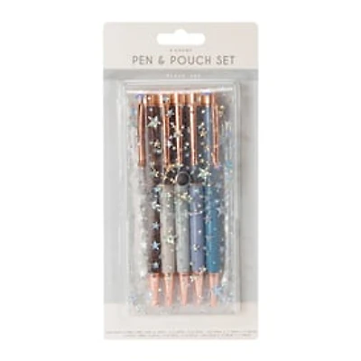 Pens & Pouch Set 6-Piece