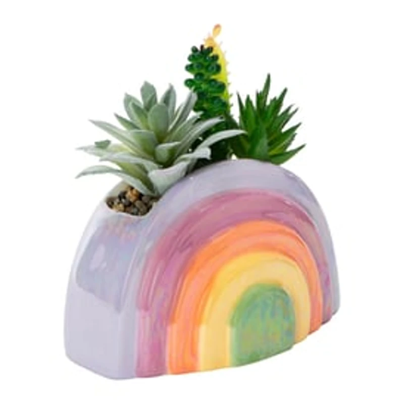 Rainbow Ceramic Faux Plant 5.9in x 6.5in