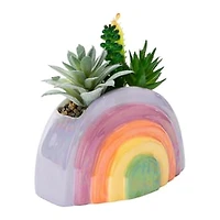 Rainbow Ceramic Faux Plant 5.9in x 6.5in