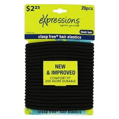 Clasp Free® Thick Hair Elastics Black 20-Count