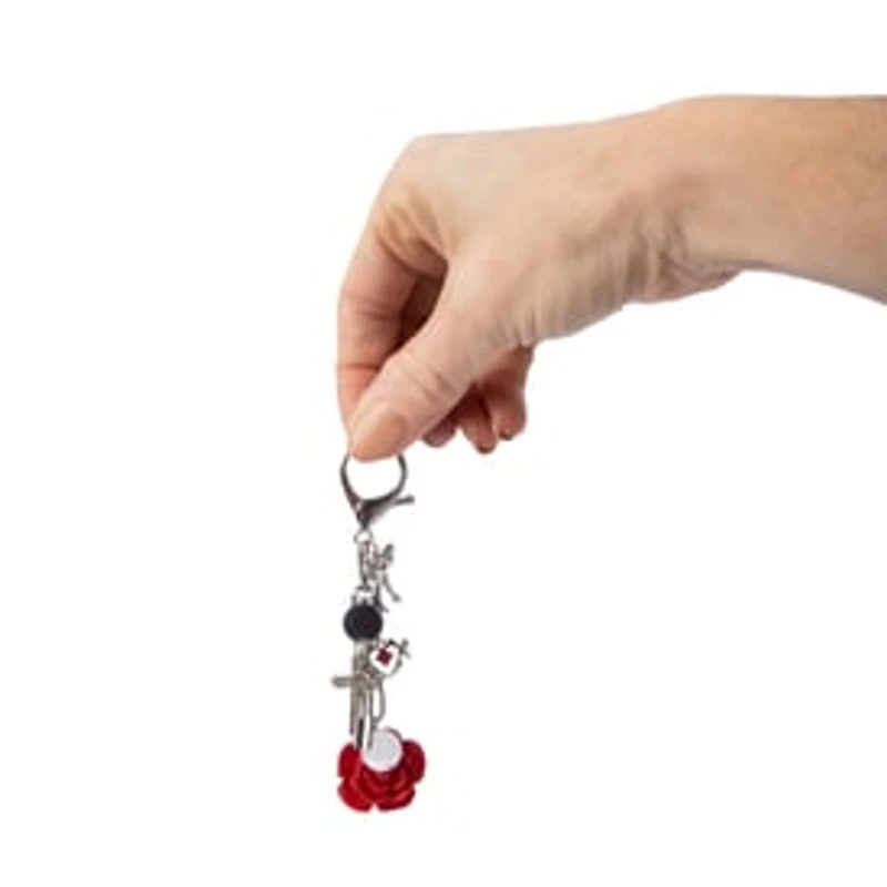 Charmed Goth Rose Cluster Key Ring