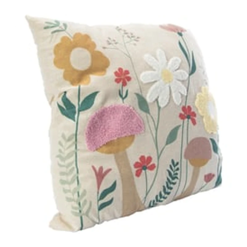 Embroidered Floral Throw Pillow 16in x