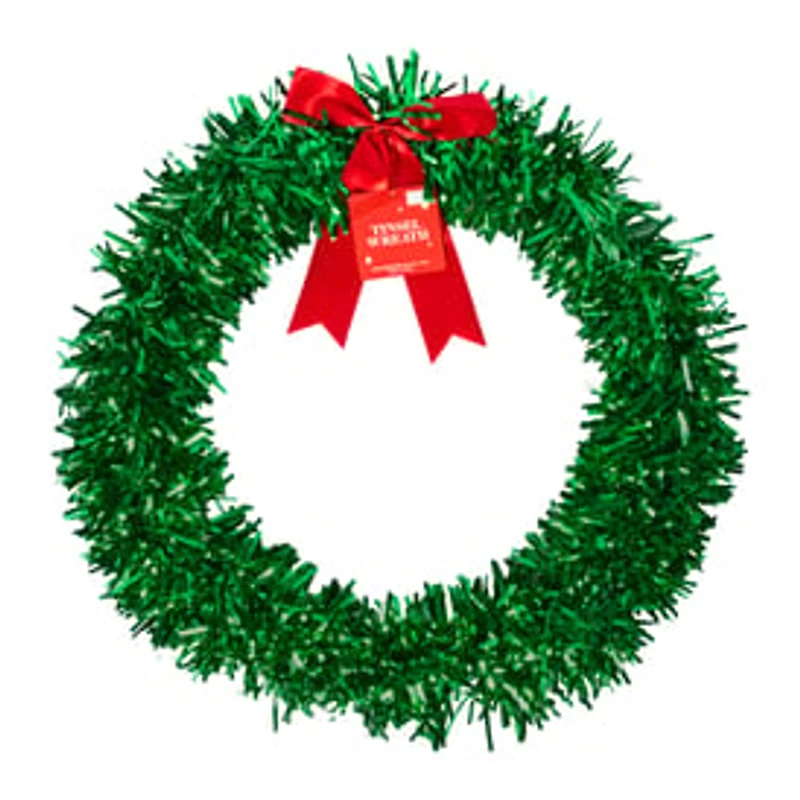 Glittering Tinsel Wreath With Bow