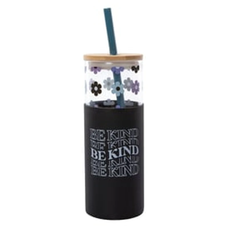 Silicone Glass Tumbler With Bamboo Lid 20oz