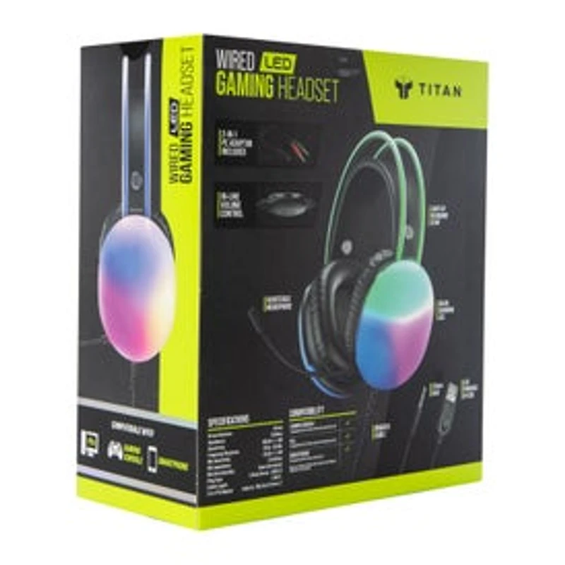 Titan Wired LED Gaming Headset With Mic
