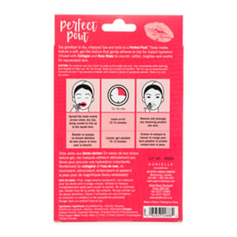 Danielle® Perfect Pout Hydrogel Lip Masks 5-Pack - Rose Water Collagen
