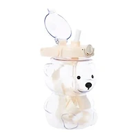 Clear Teddy Bear Water Bottle With Strap 34oz