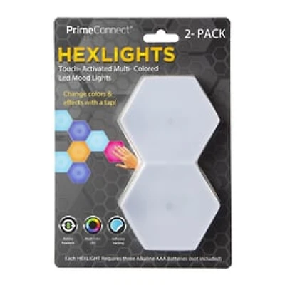 Hexlites Multicolor Touch-Activated LED Mood Lights 2-Pack