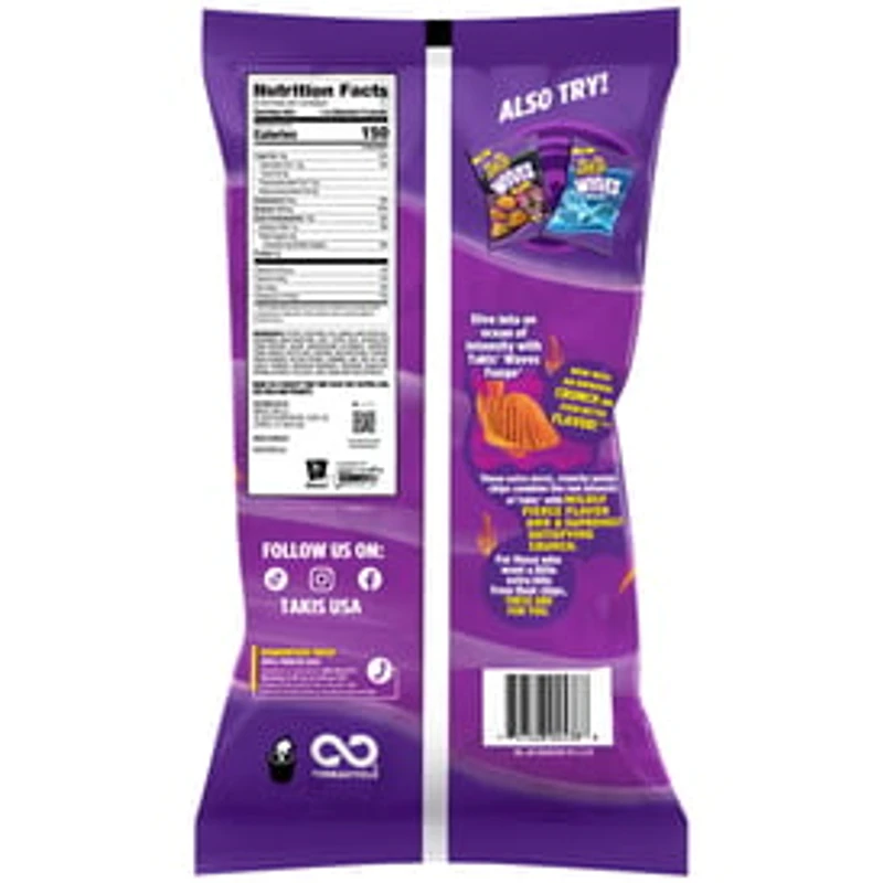 Takis Waves Fuego, Hot Chili Pepper And Lime Artificially Flavored Potato Chips, 8oz Bag