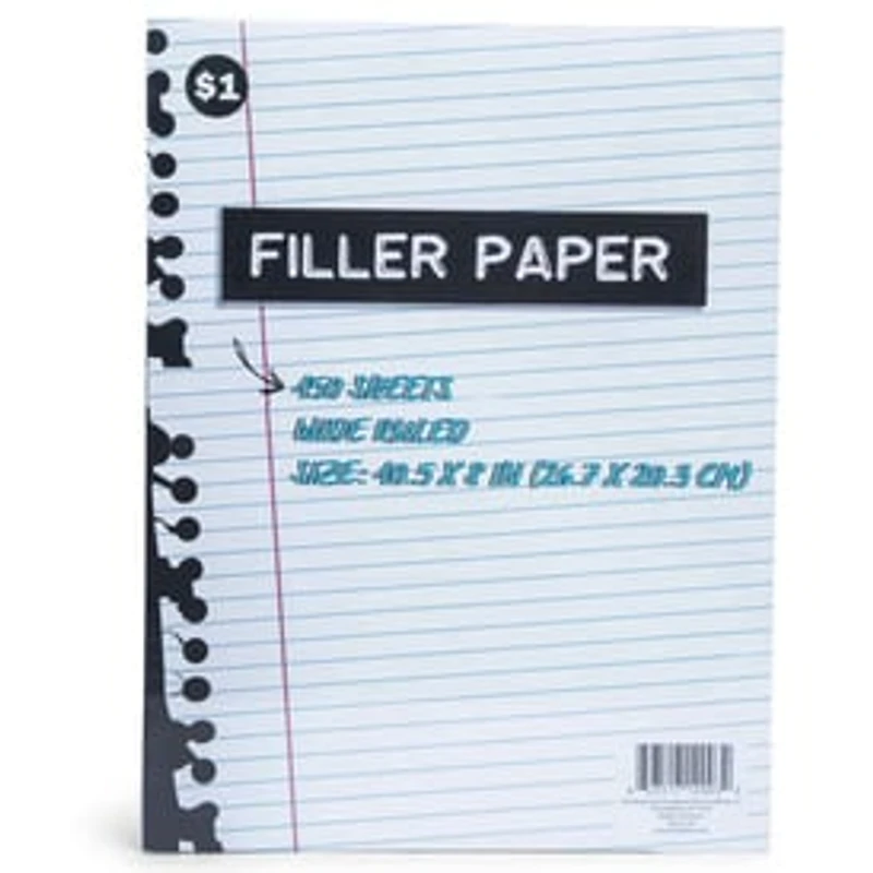 Wide Ruled Filler Paper 150 Sheets