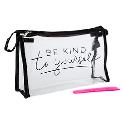 Hair Comb & Clear Color Makeup Bag Set 11.4in x 6.7in