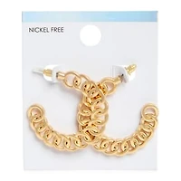 Gold Chain Open Hoop Nickel-Free Earrings
