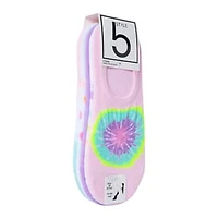 Ladies Tie Dye No-Show Sneaker Socks 5-Pack