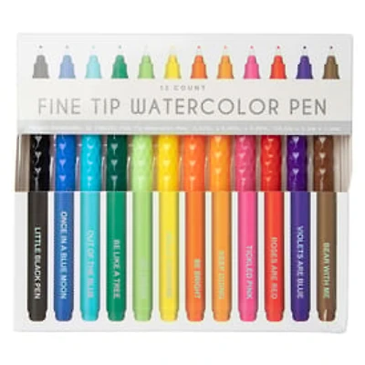 Fine Tip Watercolor Pens 12-Count